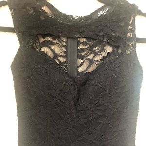 Black lace dress with front cutout
